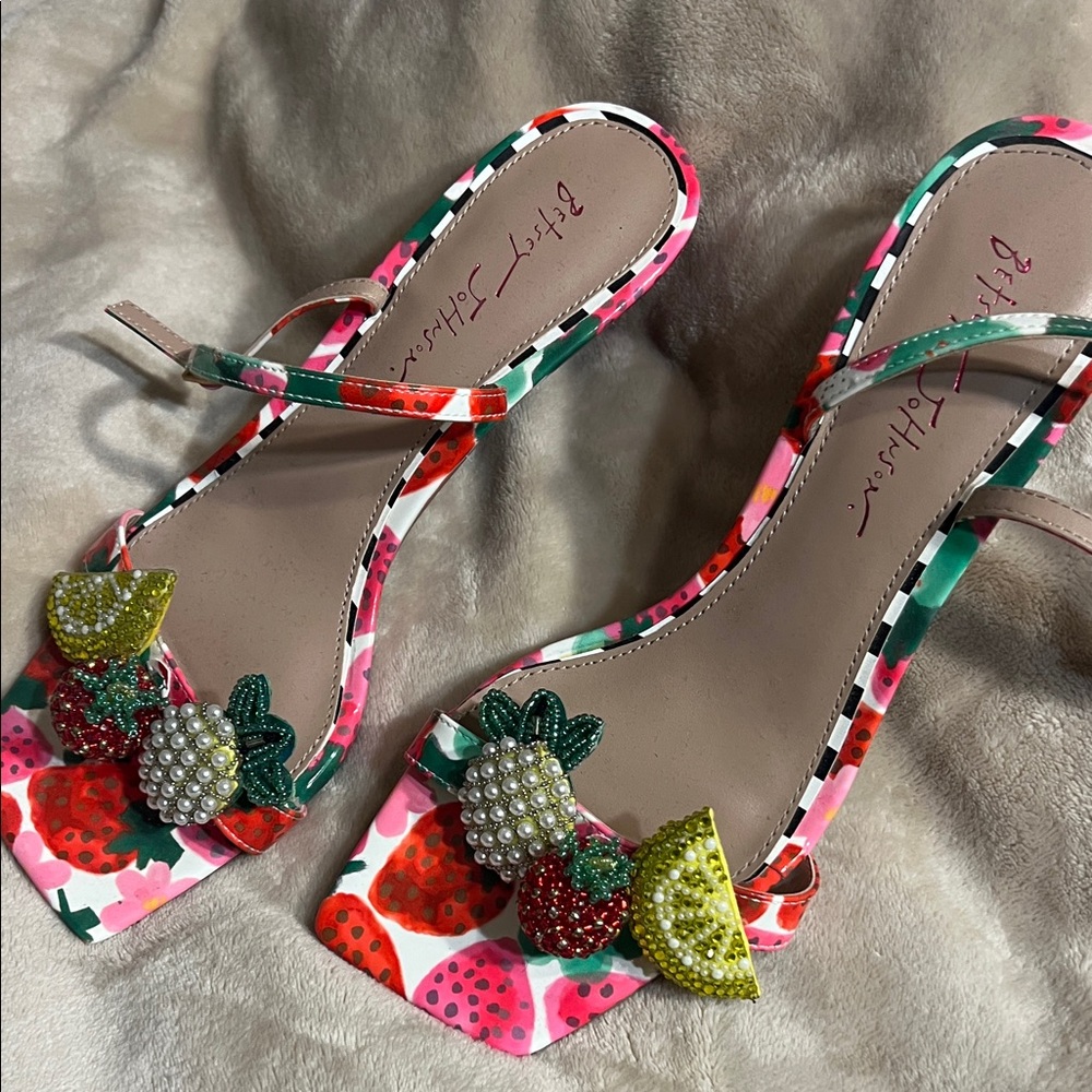 Betsey Johnson Pink Fruit Embellished Heels